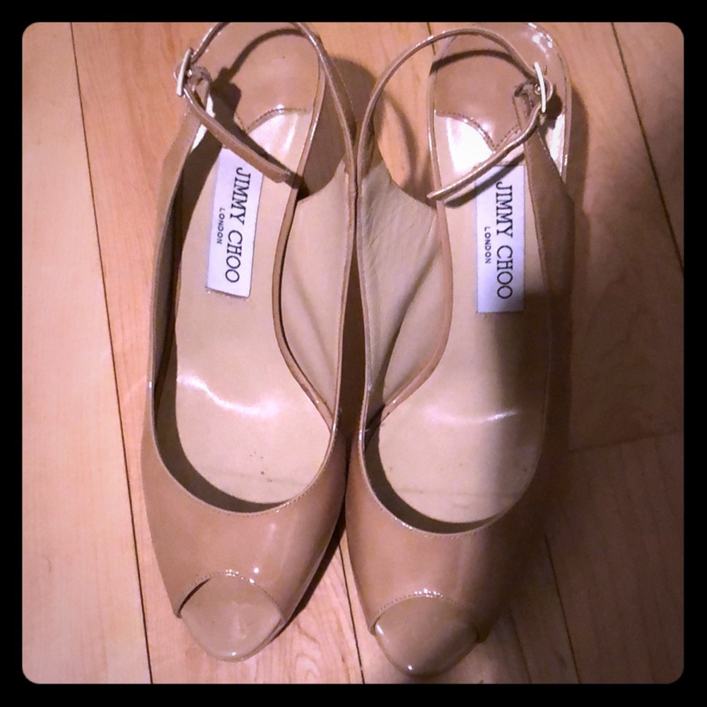 Jimmy Choo , nude patent leather, size 39.5
